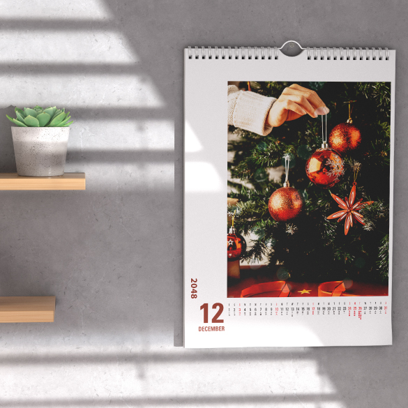 The calendar for living and home use is customized in a vertical format and presented like a poster.