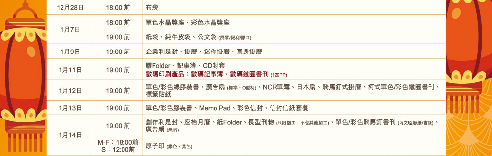 2023農曆新年截單日期