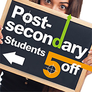 Post-Secondary Students 5% Off
