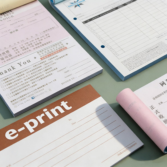 NCR Receipt Booklets, e typically printed in multiple copies, ranging from 2 to 5. 