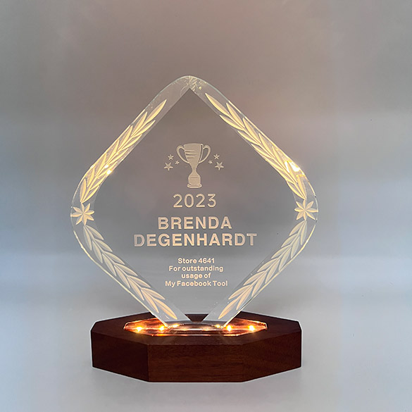 Wooden Crystal Trophy - B015