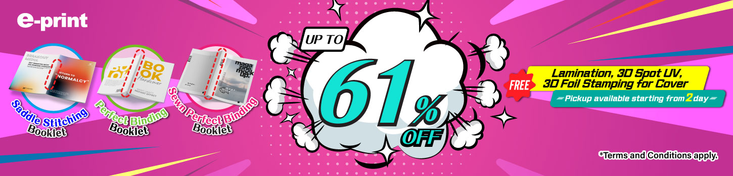 Up to 55% off discount on Saddle Stitching Booklet / Perfect Binding Booklet / Sewn Perfect Binding Booklet