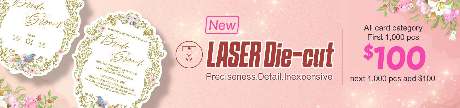 New LASER Die-cut Preciseness.Detail.Inexpensive